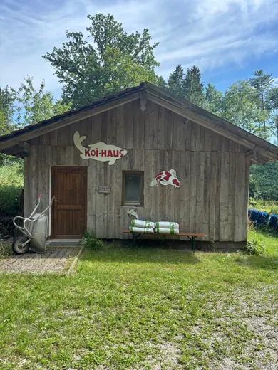 Gebäude und Außenanlage der Koifarm Krumbach
